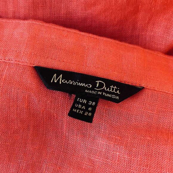 Massimo Dutti Coral Linen Long Sleeve Shirt with Ladder Stitch Cuffs – US 6 - Picture 13 of 13